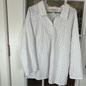 David Dart Women's White‎ Eyelet Top, Size 1X
